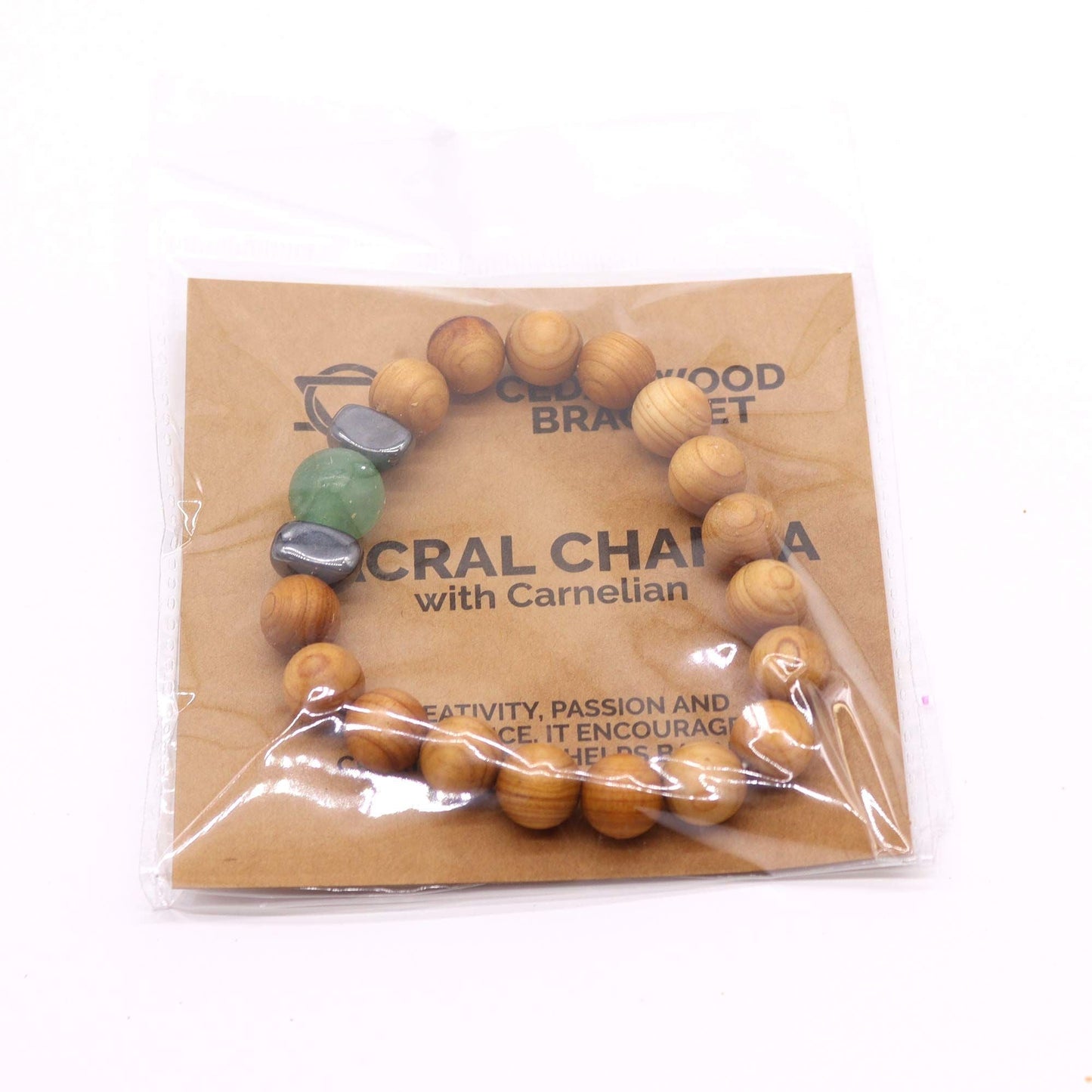 Pulsera de Cedro - Chakra Sacro - Aventurina Verde - Alma Zen