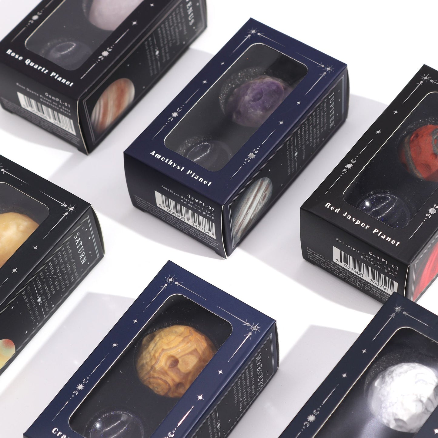 1x Planeta de Jade Amarillo con Soporte Solar (SATURNO) - 40mm