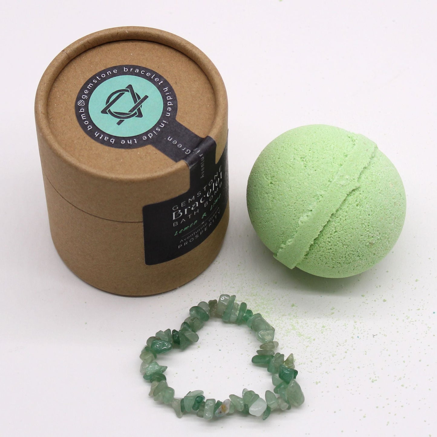 Bomba de baño con pulsera de gemas de aventurina verde - Alma Zen