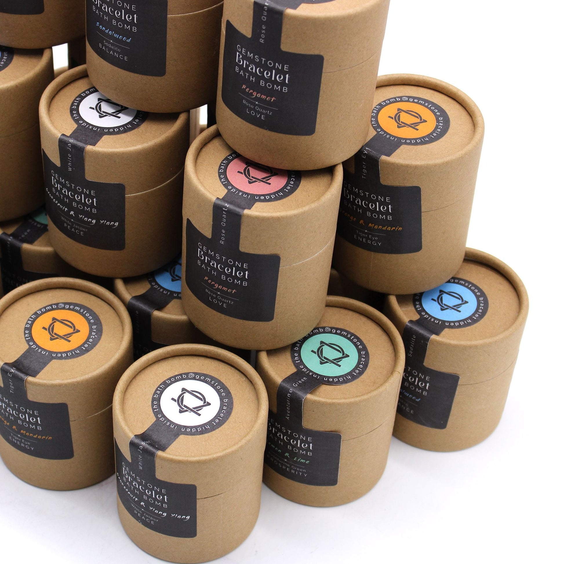 Bomba de baño con pulsera de gemas de jaspe blanco - Alma Zen