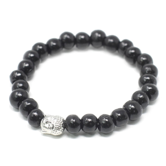 Cuentas de madera oscura y brazalete Buddah - Alma Zen