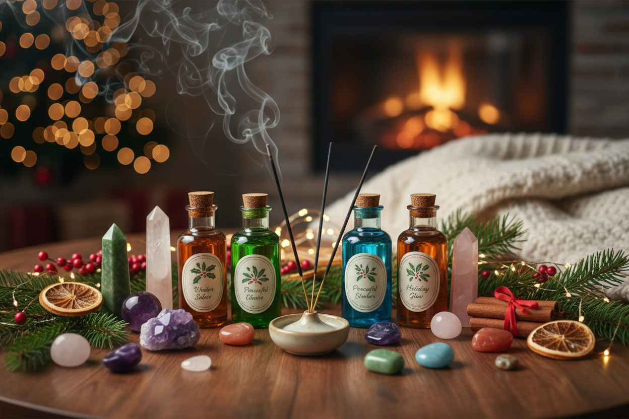 Navidad con aceites escenciales, piedras miticas, inciensos