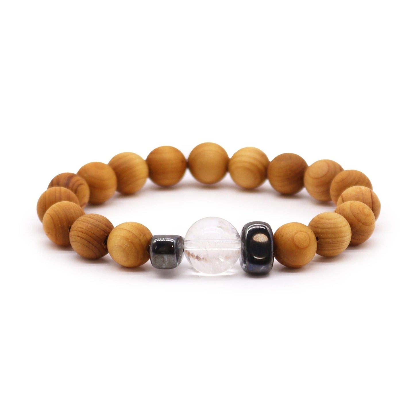 Pulsera de Cedro - Chakra Corona - Cuarzo Claro - Alma Zen
