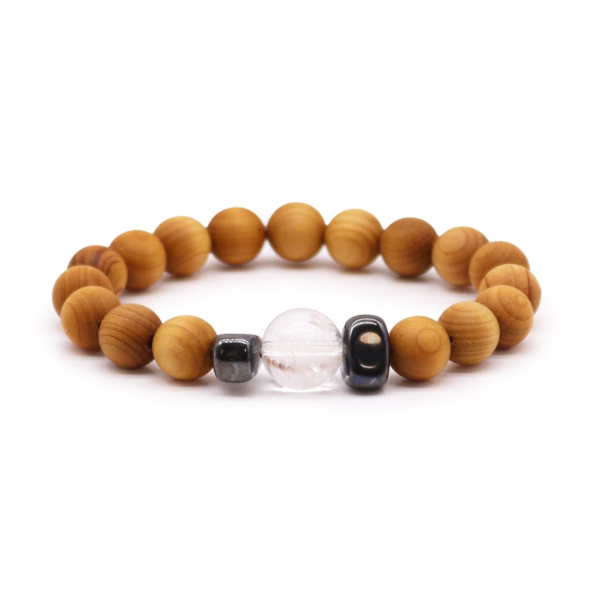 Pulsera de Cedro - Chakra Corona - Cuarzo Claro - Alma Zen