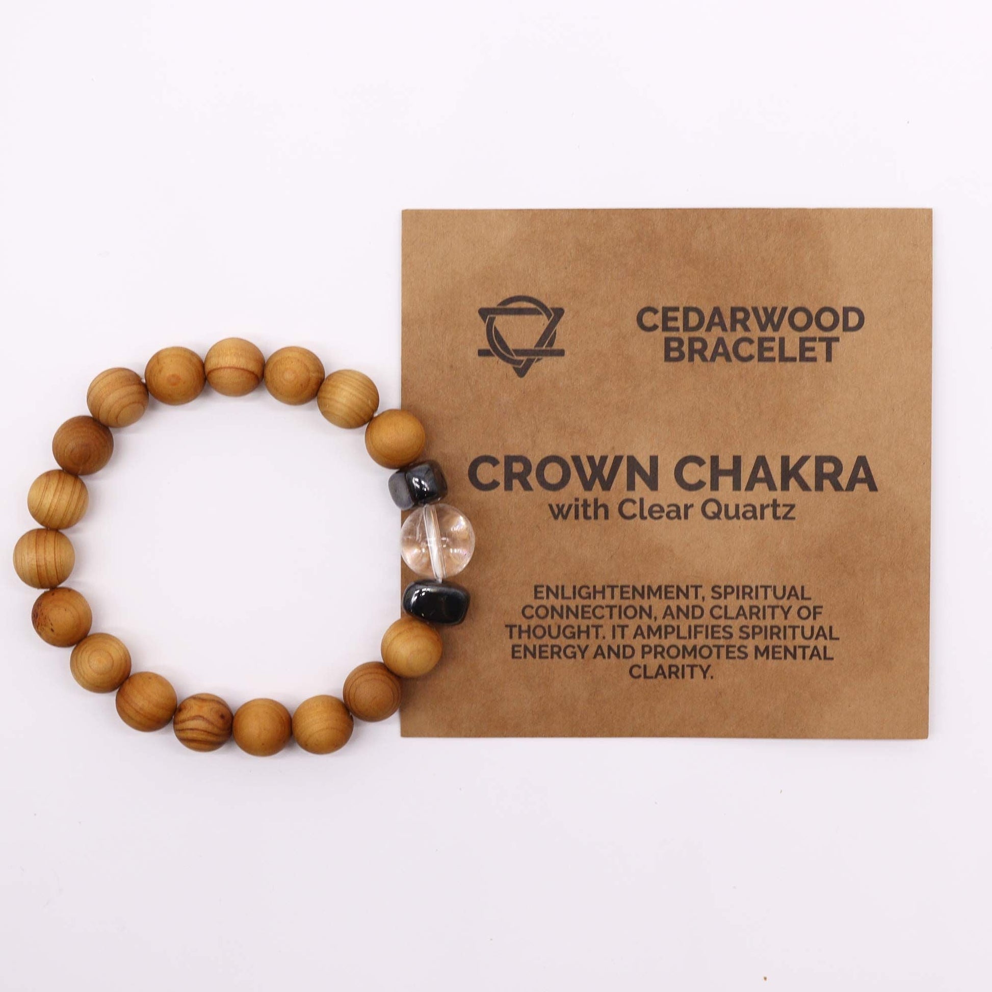 Pulsera de Cedro - Chakra Corona - Cuarzo Claro - Alma Zen
