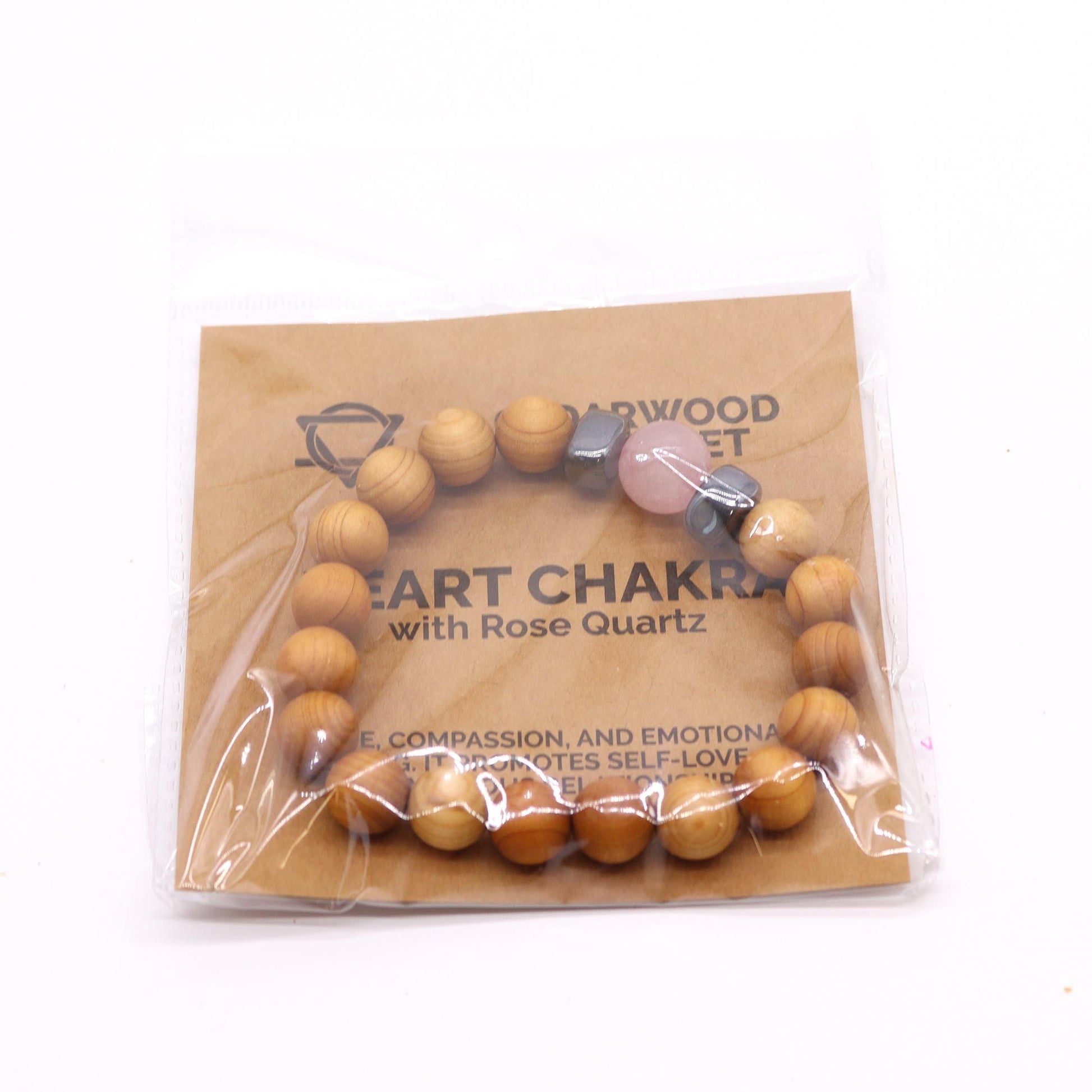 Pulsera de Cedro - Chakra del corazón - Cuarzo Rosa - Alma Zen