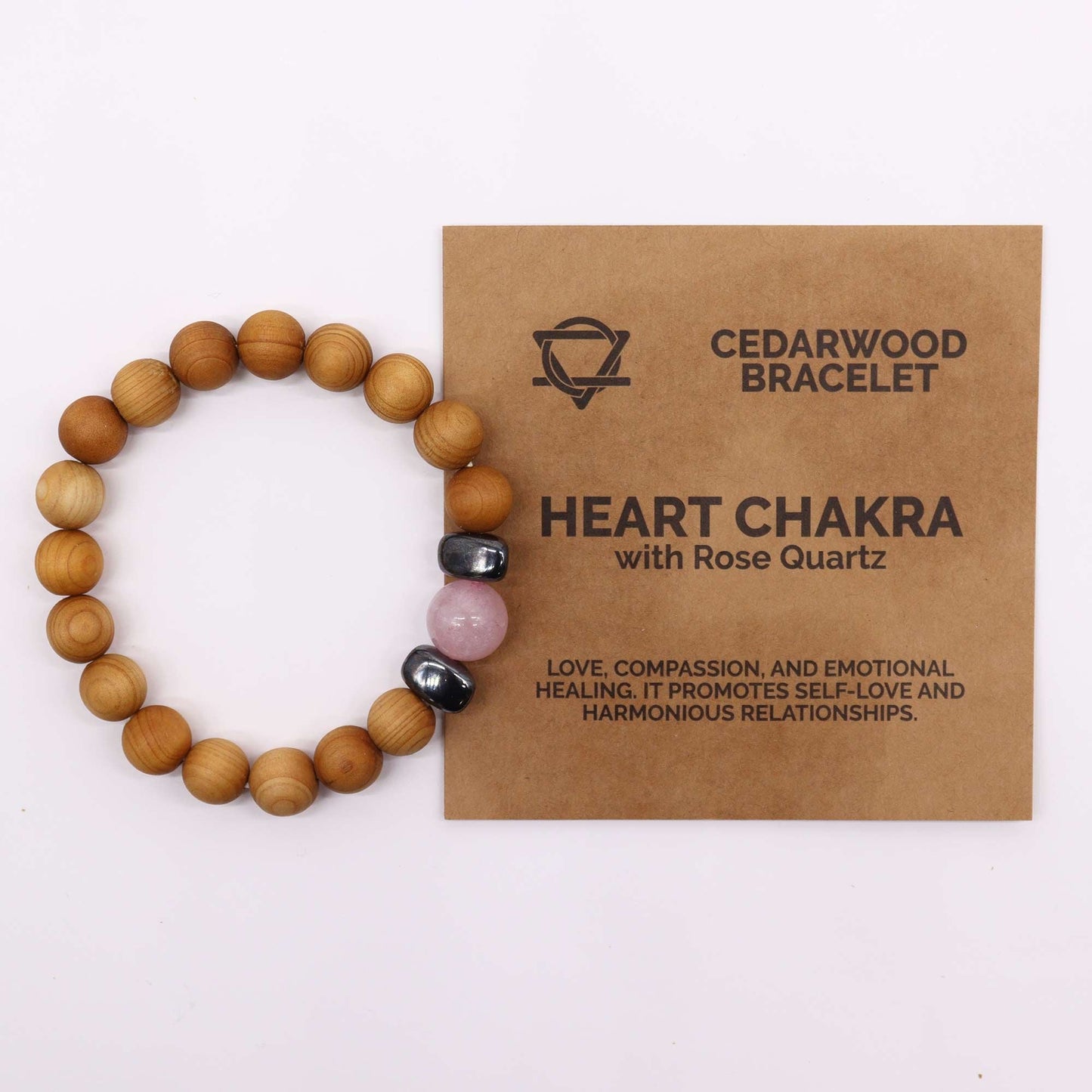 Pulsera de Cedro - Chakra del corazón - Cuarzo Rosa - Alma Zen
