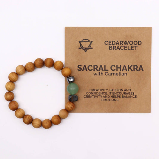 Pulsera de Cedro - Chakra Sacro - Aventurina Verde - Alma Zen
