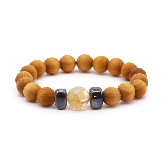 Pulsera de Cedro - Chakra Solar - Citrino - Alma Zen